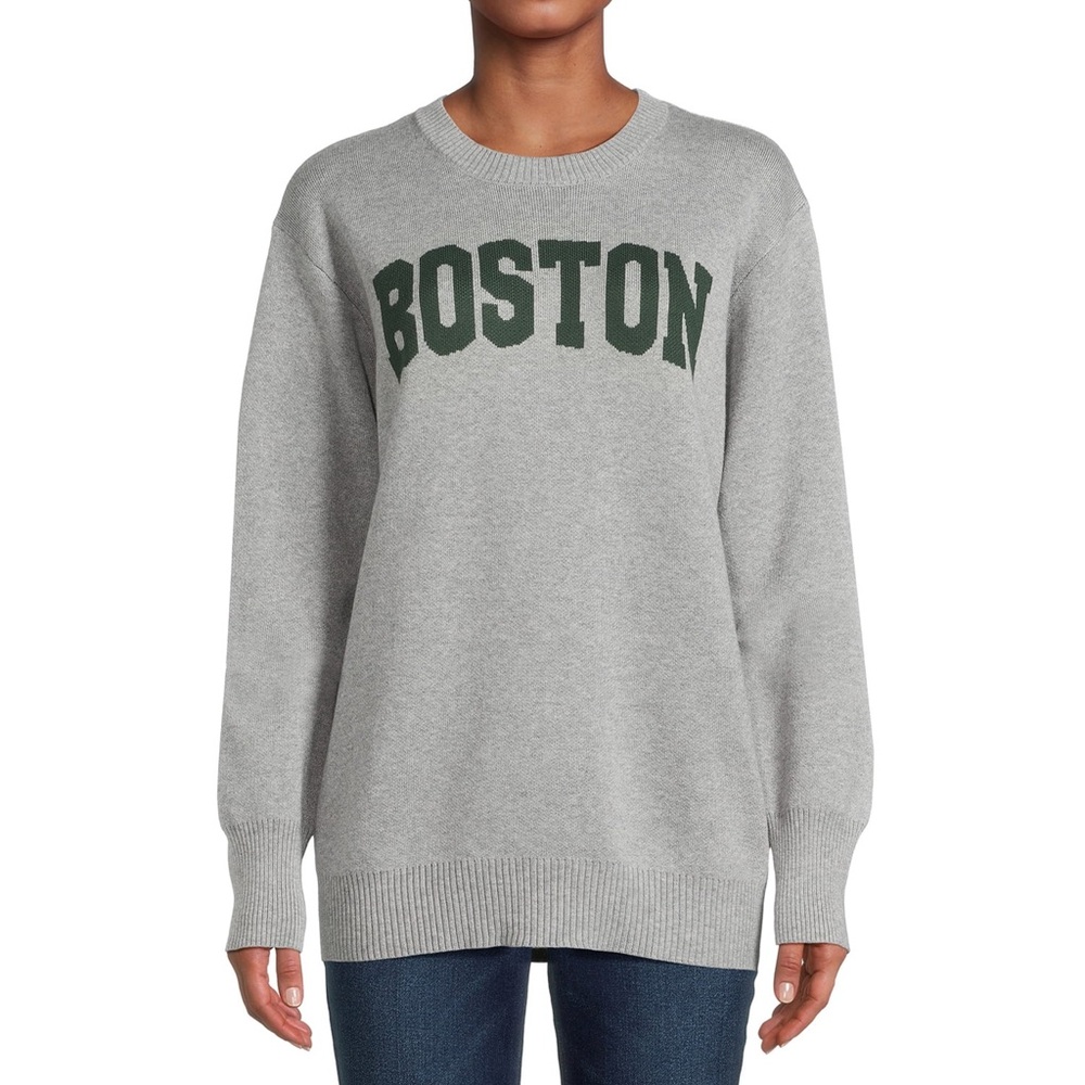 liv & lottie Gray Knit Boston Crew Neck Sweater